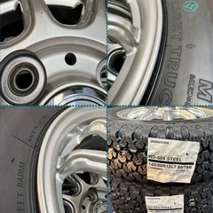 ㊹軽トラ・箱バン用の新品ゴツゴツタイヤと中古美品ホイールと新品ナット付きの画像