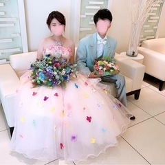 ウェディングドレスぷちレンタル¥8,880　薄桃カラフルブーケ − 香川県