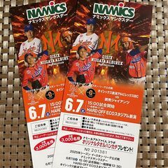 【無料！】新潟アルビレックスBC　VS　読売ジャイアンツ　ペアチケット