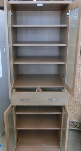 木目調 食器棚 幅60 ナチュラル ２枚扉 キャビネット カントリーテイスト 収納 キッチン ラック 多目的 コンパクト スリム 札幌