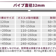 新品　チチロバ (TITIROBA) 強力突っ張り棒 つっぱり棒 ステンレス 強い負荷 ドリル不要 2ｍ 3ｍ 伸縮棒 ツッパリ棒 クローゼットロッド カーテンロッド シャワーカーテンロッド 物干し竿 洗濯干し 布団干し 室内 屋外 32mm(取付寸法160~300cm)の画像