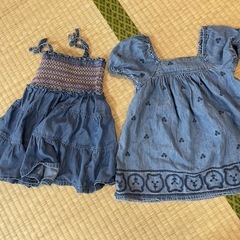 baby Gap】デニム素材　襟付きワンピース ノースリーブ　2点セットの画像