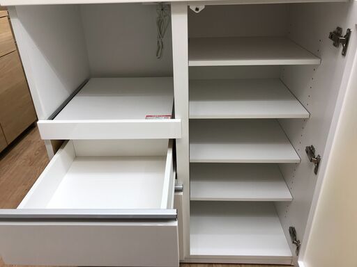 ★ジモティ割あり★  レンジボード ホワイト H196×D51×W110 クリーニング済み TC551 ☆ジモティ割あり☆ レンジボード 白 H200×D51×W139