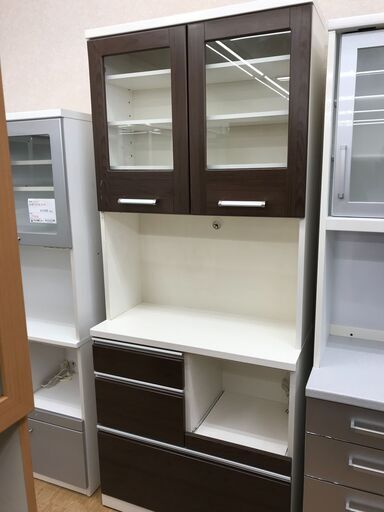 ☆ジモティ割あり☆ 松田家具 食器棚 ダークブラウン H205×W118×D49