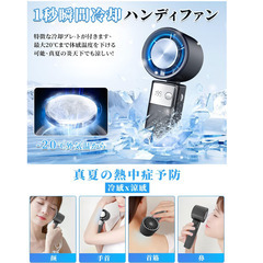 🌀冷却プレート搭載【新品未使用】ハンディファン 携帯扇風機 グレー 液晶表示 199段階風量調整 5400mAh Type-C 小型扇風機 静音 強力 長時間バッテリー ストラップ付き 暑さ対策 通勤 アウトドア 花火大会の画像