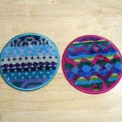カラフル刺繍コースター2枚セット