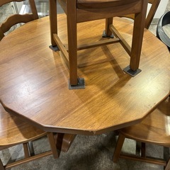 円卓 木製ダイニングテーブル＆チェア6点セットの画像