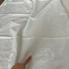 　レースカーテン　タツノオトシゴ 刺繍　遮熱　UVカット　100×190の画像