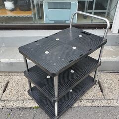 静かな 樹脂台車 3段 積載荷重150kg 静音 黒 ブラック◆...
