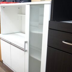 キッチンカウンター 食器棚 白 1～2人用