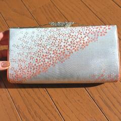 和装バッグ 着物バッグ 和装小物 桜 銀糸の画像