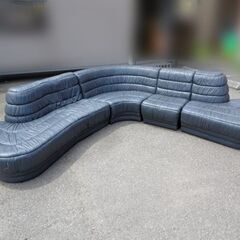 訳アリ品◆デザインナーズソファ◆ダークグレー レザー 大型 