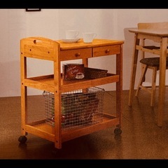 JF0045 キャスターワゴン　キッチンワゴン　木製ワゴンの画像