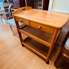 JF0045 キャスターワゴン　キッチンワゴン　木製ワゴンの画像