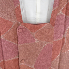 道行 裂取石畳文様 茶紫色 正絹 着物コート 和装用 ちりよけ 身丈82cmの画像