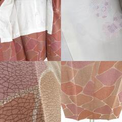 道行 裂取石畳文様 茶紫色 正絹 着物コート 和装用 ちりよけ 身丈82cmの画像