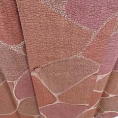 道行 裂取石畳文様 茶紫色 正絹 着物コート 和装用 ちりよけ 身丈82cmの画像