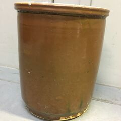 A3967　甕　植木鉢　炭入り　メダカ鉢　園芸　陶器　かめ　めだか鉢　花入れ　鉢カバー　インテリア 置物の画像