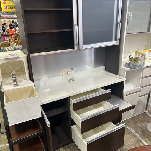 5976【美品】Pamouna パモウナ 幅140 食器棚 レンジボード