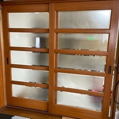 建具　木製　ガラス　昭和　昭和レトロ　引き戸４枚