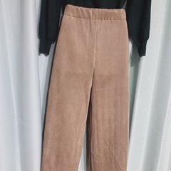 1364.prose verseコーデュロイ ベージュ ワイドパンツ Fサイズ☆の画像
