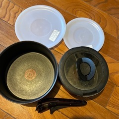 ティファール　大小鍋、プラスチック蓋　6点セット　傷汚れ理解できる方