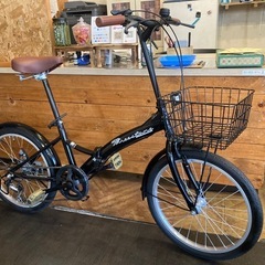 【チェーン新品！】6段変速　20インチ折りたたみ自転車　ブラック