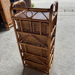 籐家具　レトロ　ラタン　収納棚アンティークの画像
