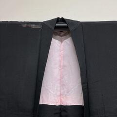 セミアンティーク　漆　色紙　風景模様　黒羽織　羽織　着物　023tの画像