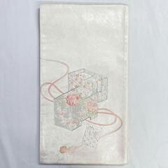 袋帯　銀駒刺繍　刺繍　牡丹　梅花　亀甲　七宝　青海波　花箱　着物　112tの画像