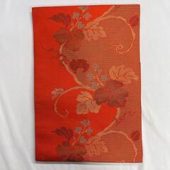 名古屋帯　唐花模様　唐草模様　オレンジ　着物　112t 名古屋帯 唐花模様 唐草模様 オレンジ 着物 112t - メルカリ