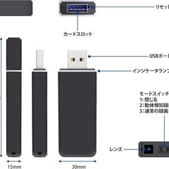 USBメモリー型カメラ FHD 1080P 6時間連続録画の画像