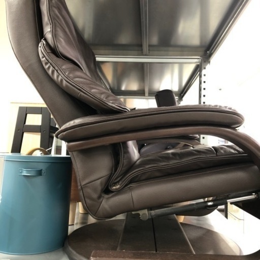 FUJI FURNITURE レザーチェアオットマン付ブラウン【トレファク堺福田店】