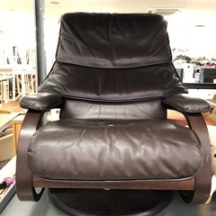 FUJI FURNITURE レザーチェアオットマン付ブラウン【...