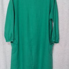 【used】【リネン100%】日本製　グリーン　ワンピース　ゆったりめ Lサイズの画像