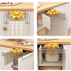 新品  ステンレス キッチン作業台 補助テーブル 折りたたみ式 扉 引き出し 引掛け式 キッチン タオルハンガーの画像