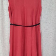 【used】【リネン100%】ノースリーブ　赤　ワンピース　　Lサイズの画像