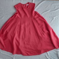 【used】【リネン100%】ノースリーブ　赤　ワンピース　　Lサイズの画像