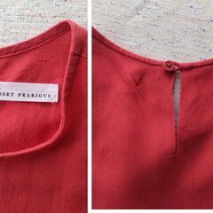 【used】【リネン100%】ノースリーブ　赤　ワンピース　　Lサイズの画像