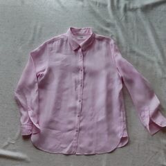 【used】【リネン100%】　ユニクロ　ピンク　シャツ　 XL サイズの画像