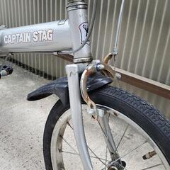 CAPTAIN STAG 折りたたみ自転車 シルバー 16インチ 箱付き 要整備の画像