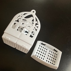 箸立て　ペン立て　小鳥　鳥籠　白　プラスチック　約　13.5×9.7×7㎝　（最大）の画像