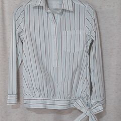 【used】　ブルー　ストライプ　シャツ　M～ L サイズの画像