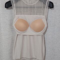 【used】　レース　ノースリーブ シャツ　ブラトップ付　ホワイト　M～L サイズの画像