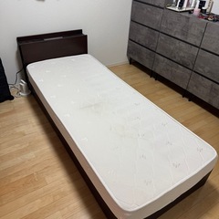 収納付きセミシングルベッド　高反発マットレス付き