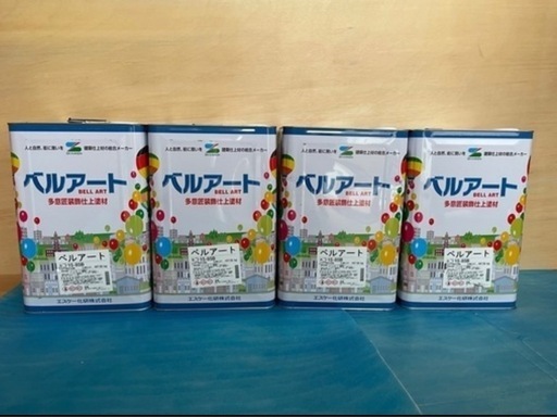 塗料【ベルアート　白系4缶＋開封済1缶+サンプルボード