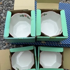 和食器 陶器赤絵祥瑞八角小鉢　4個セットの画像