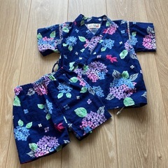甚平 80サイズ あじさい柄 ネイビー