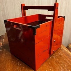 根来塗 手提二段 茶器入れ