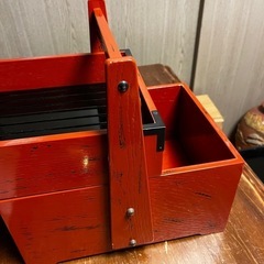 根来塗 手提二段 茶器入れの画像